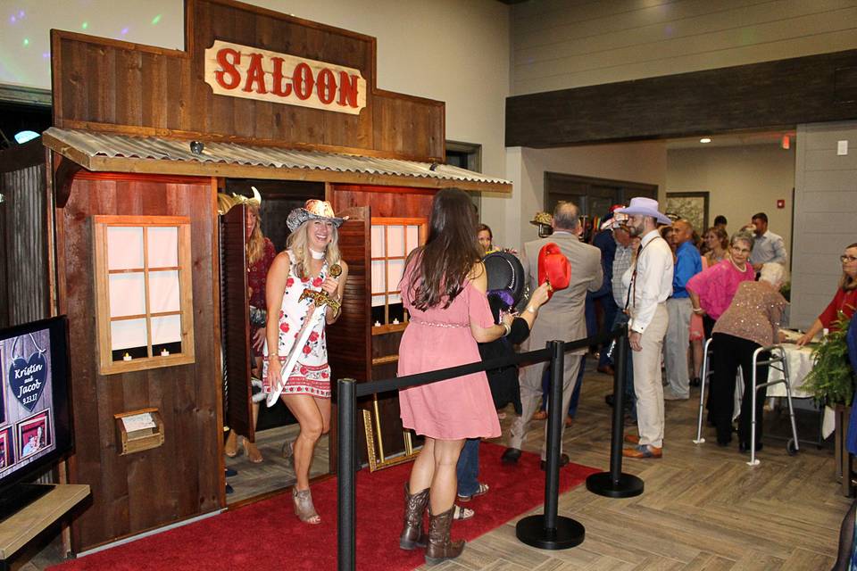 Our western rustic saloon photo booth out at the Jayhawk Club in Lawrence Kansas.
