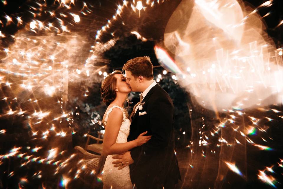 Newlyweds kiss