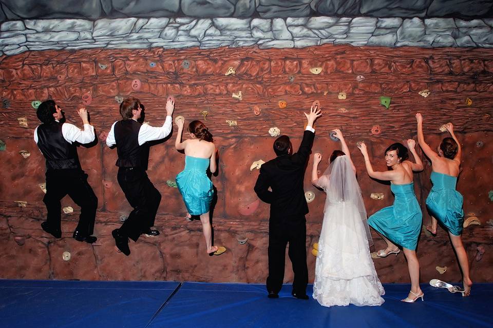 Rock climbing wedding fun