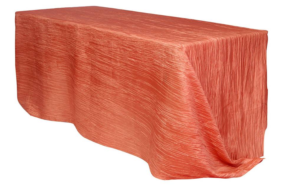 90 x 156 inch Coral Tablecloths (Crinkle Taffeta)