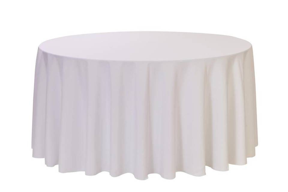 120 inch White Polyester Round Tablecloths