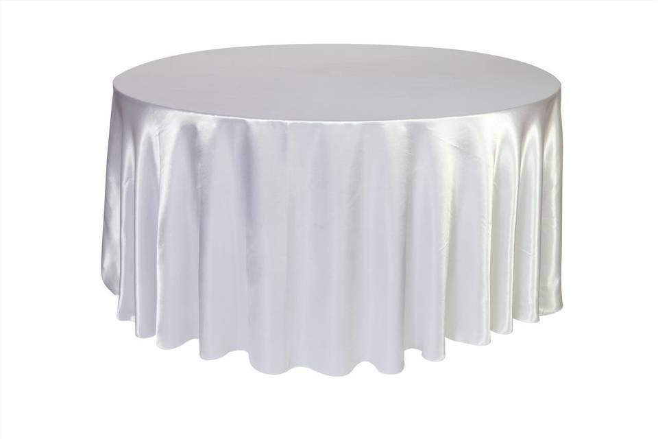 120 inch White Satin Round Tablecloths