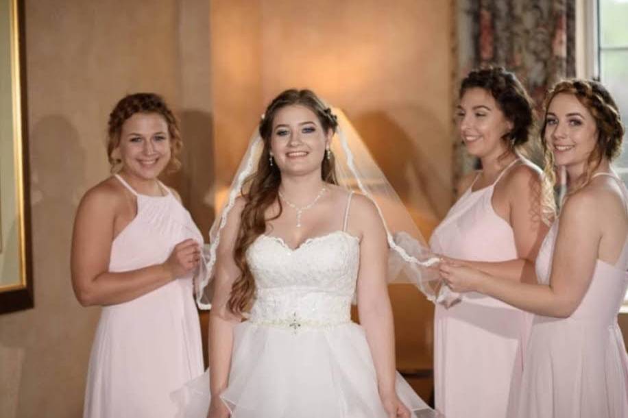 Bride with bridesmaids