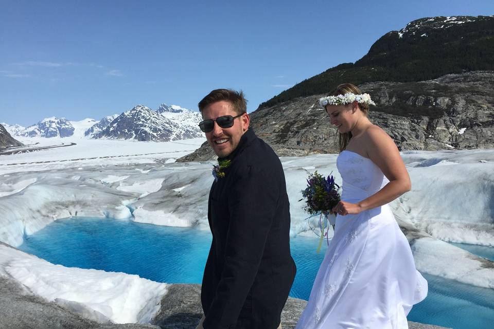 Time for exploring Meade Glacier.Photo by Becky McGill Mull of Azure Alaska Weddings.