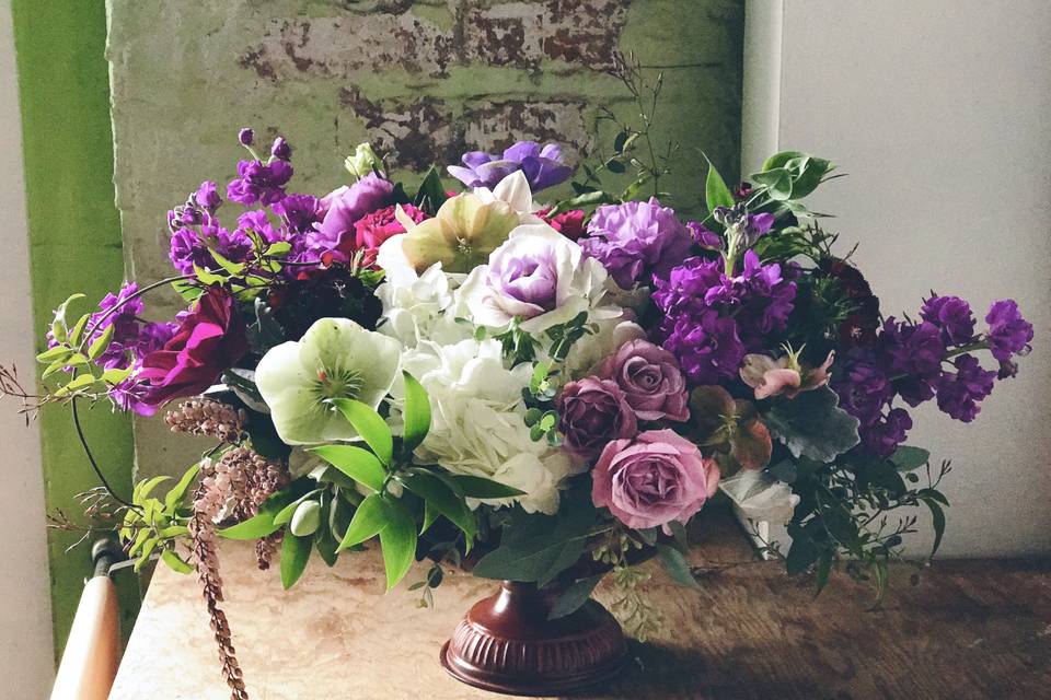 Lush purple centerpiece