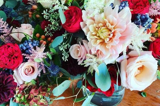 Lush peonies and berries