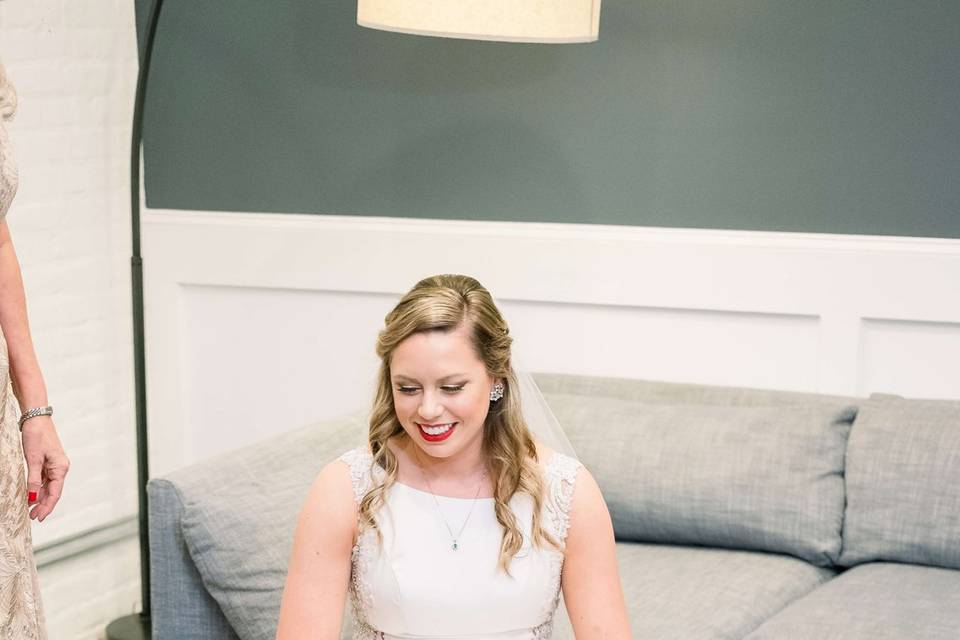 Bride getting ready