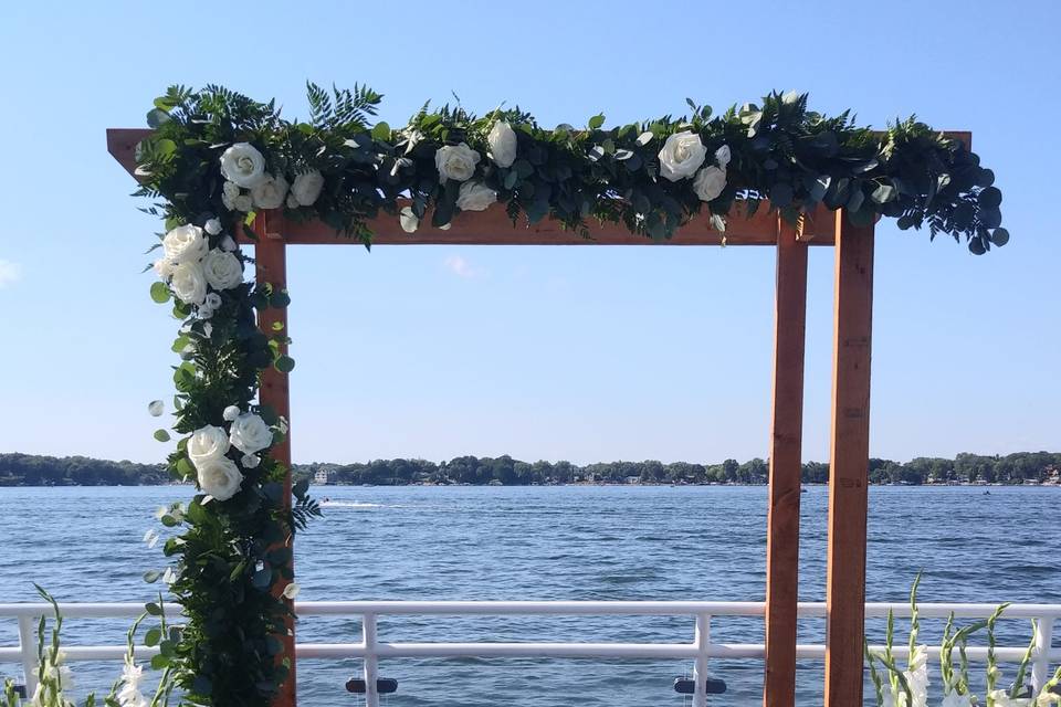 Summer wedding flower arbor