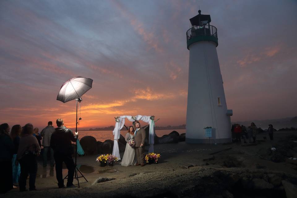Night beach wedding