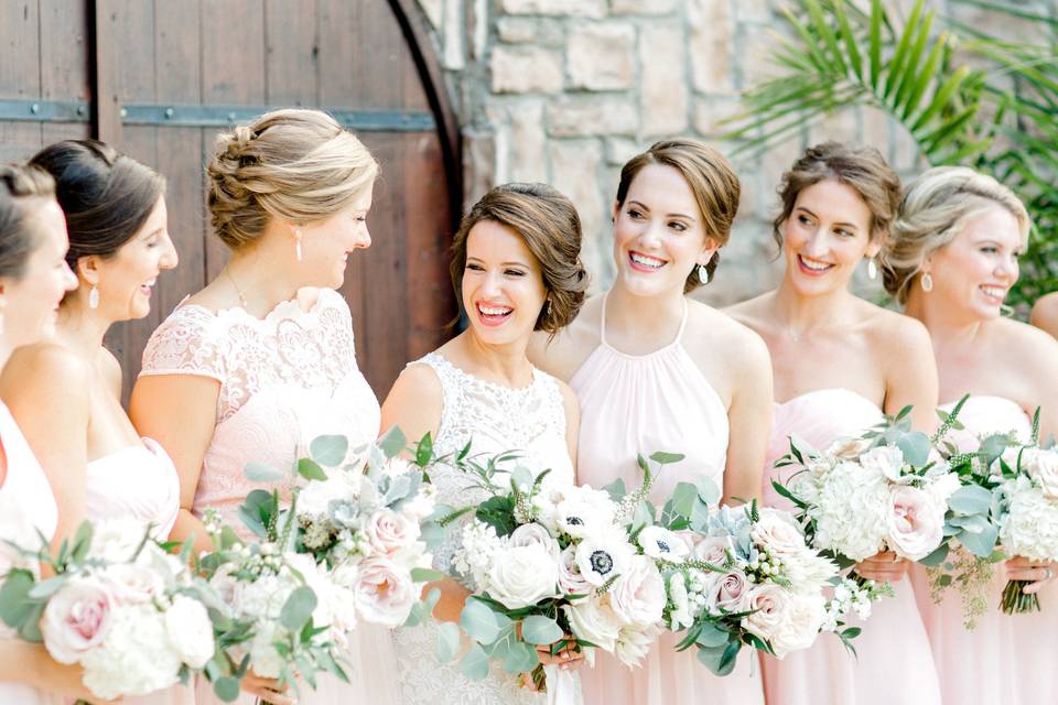 Bride and bridesmaids