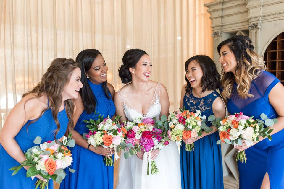 Bride and bridesmaids