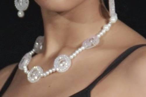 Custom design with unique combination of chunky and dainty white  glass pearl necklace, earrings and bracelet for the Bride or bridal party in any style and length at affordable prices, . All Renee needs is YOUR wedding colors