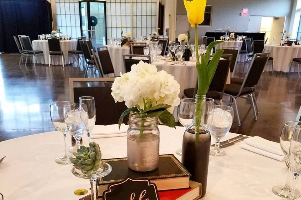 Table setup with centerpiece