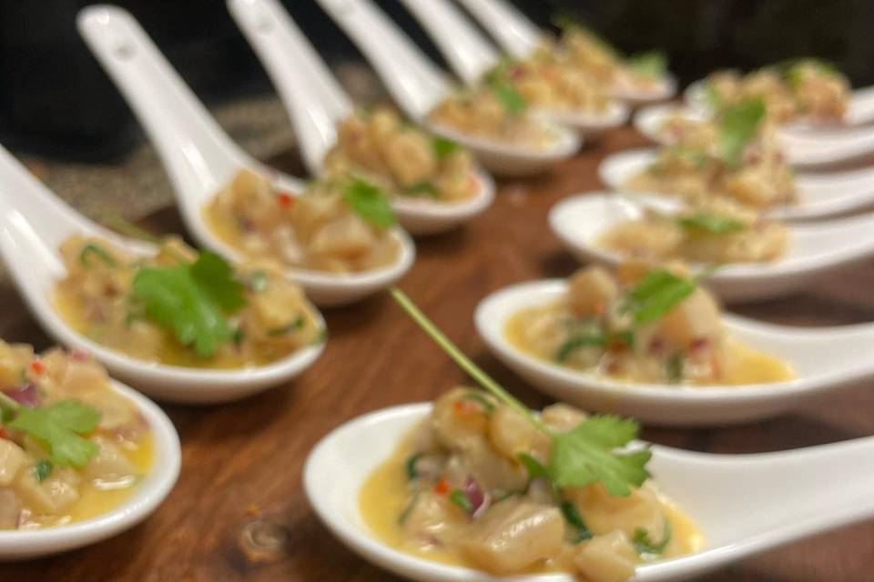 Ceviche on China Spoons