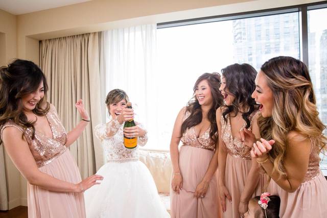 Bride and her bridesmaids