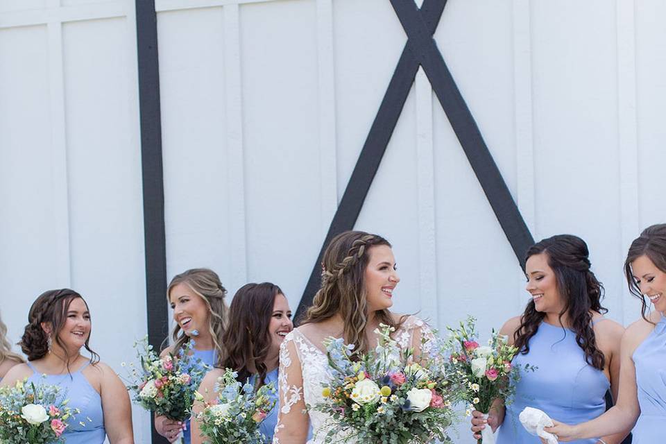 Bridesmaid photos at barn