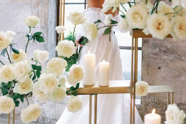 Bride through florals