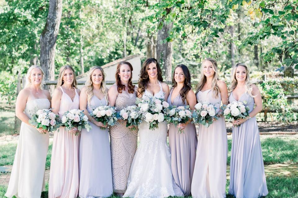 Bridal party in the courtyard