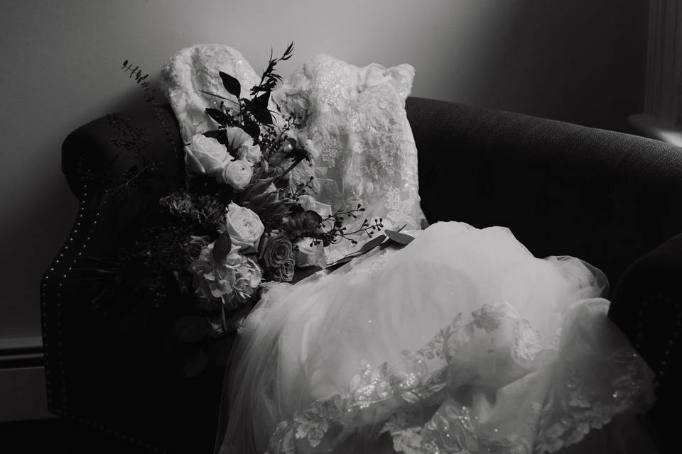 Black and White wedding dress