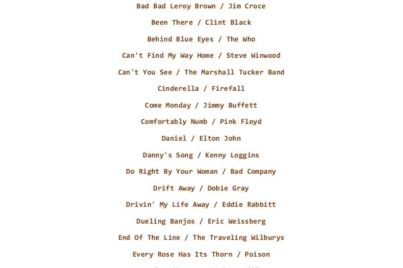 Song List 1 of 3