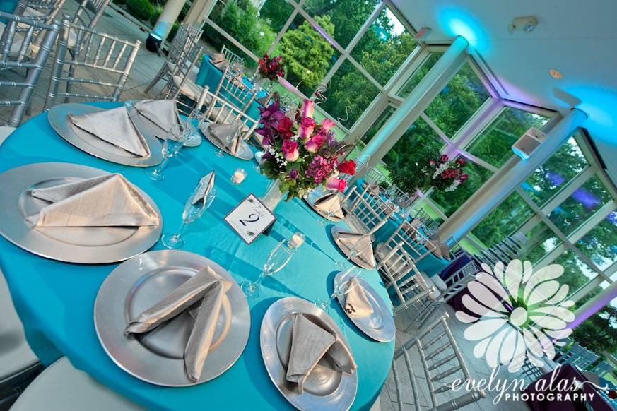Table setup with centerpiece