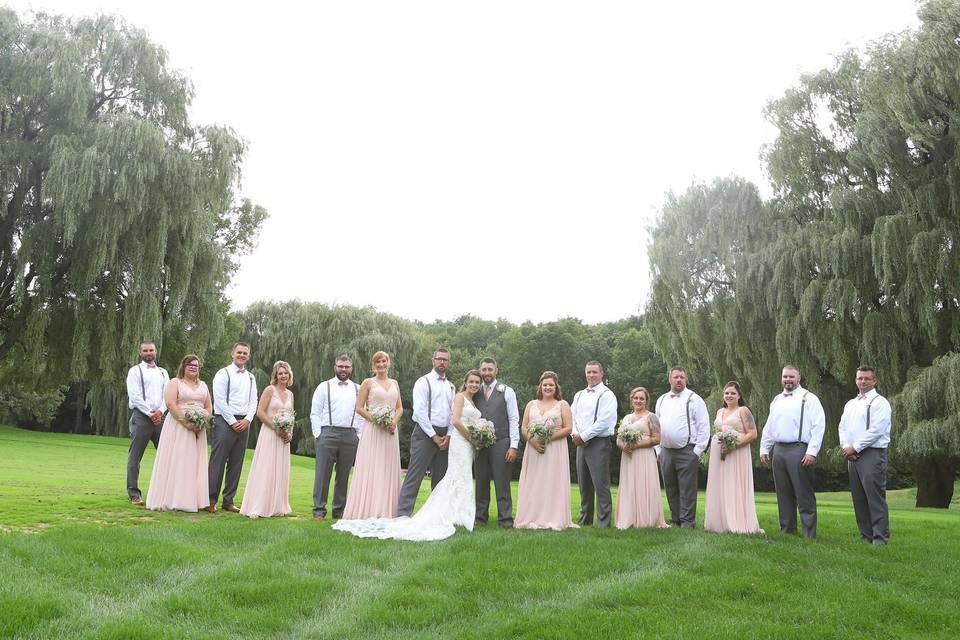 Wedding party on golf course