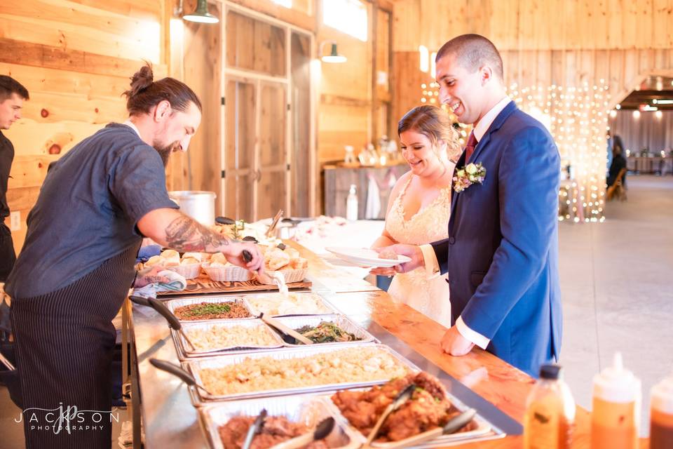 Buffet-style reception.