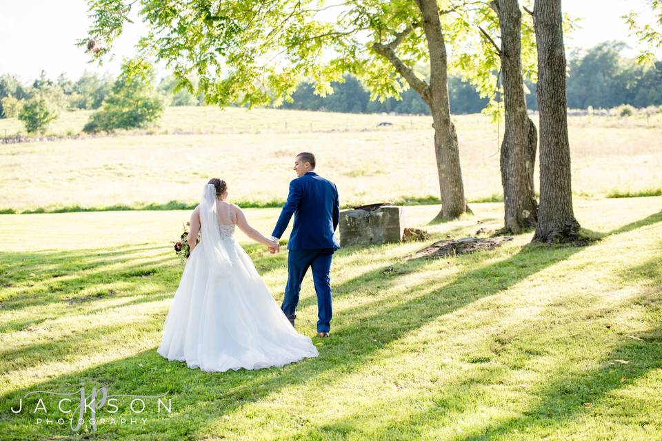 Romantic walk on the grounds.