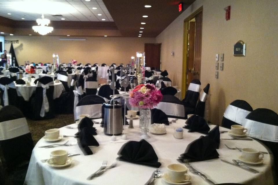 Table setting with covered chairs