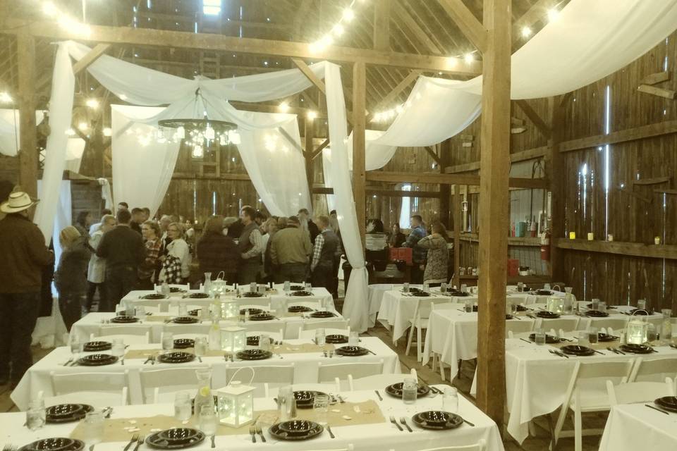 Off-Site Catering at Greenfield Barn, New Richmond, WI for family style buffet for 115 guests