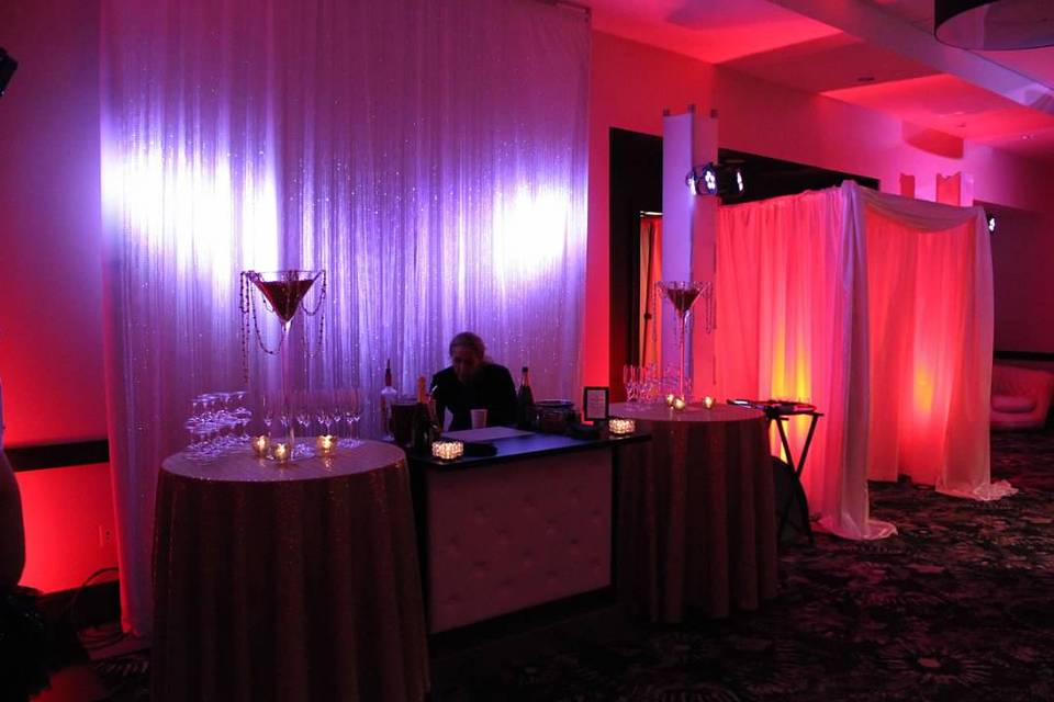 Drape entrance and bar