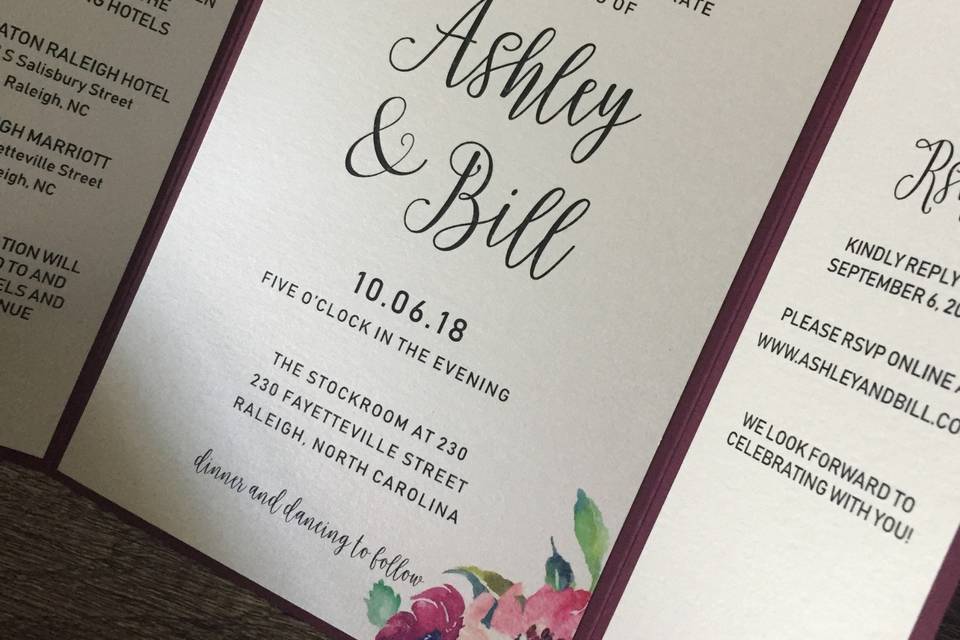 Burgundy floral invite