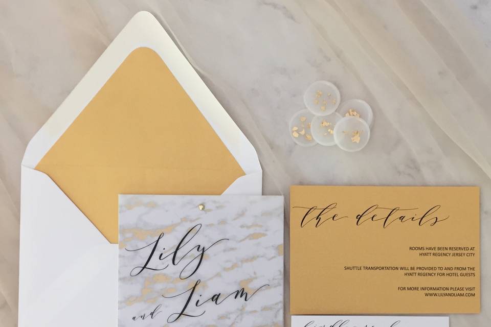 Marble vellum invite