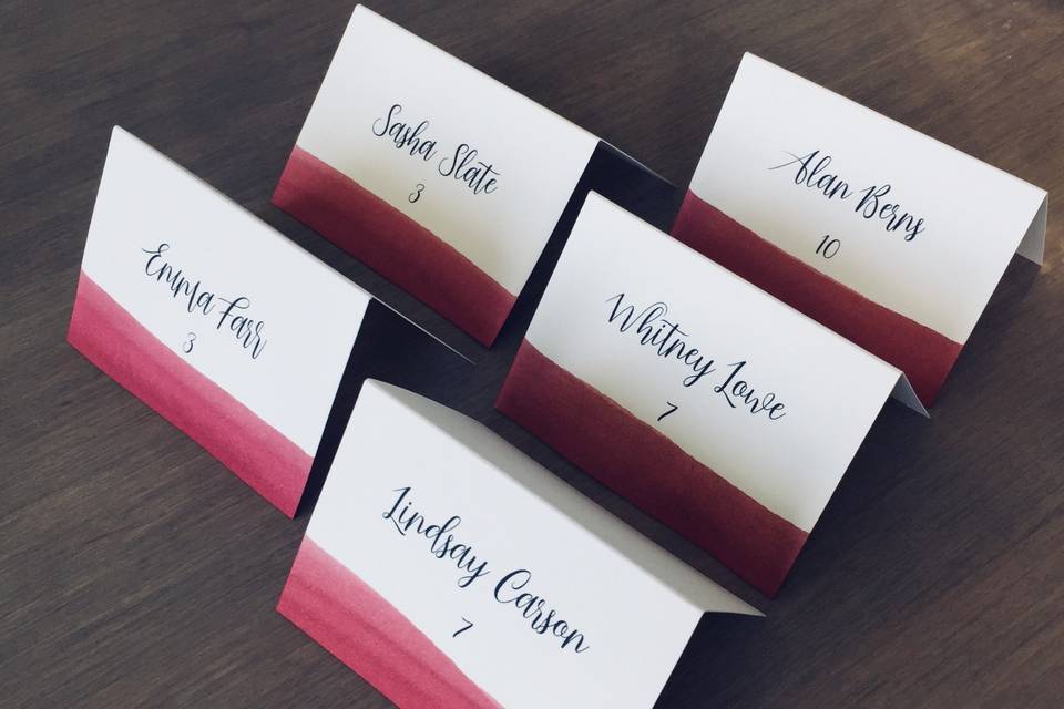 Watercolor escort cards