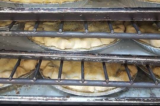 Pies in oven
