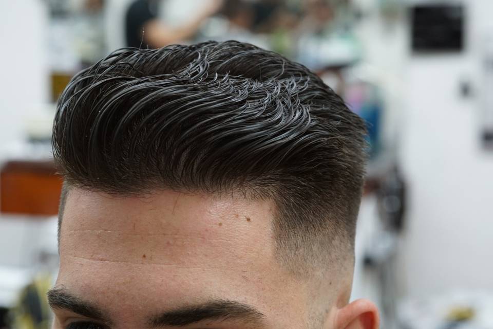 Men's haircut closeup