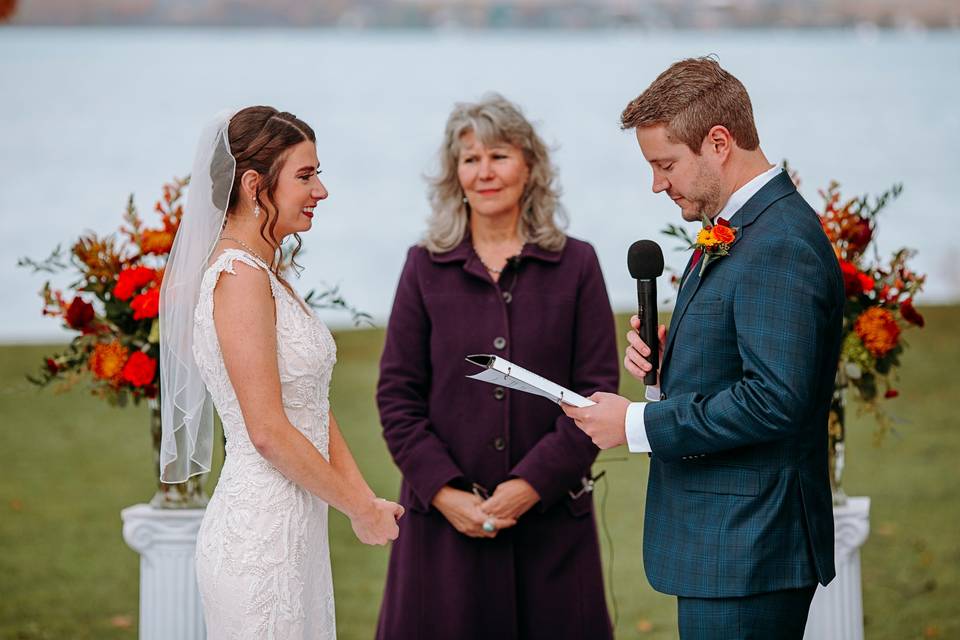 Couple sharing their vows