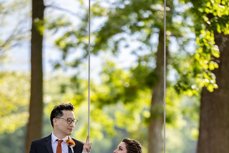 Bride on a swing
