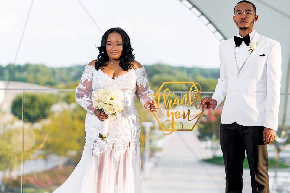 Bride and groom walking