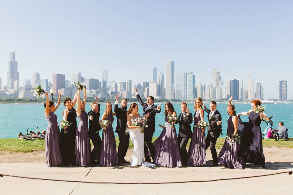 Bridal party lakefront