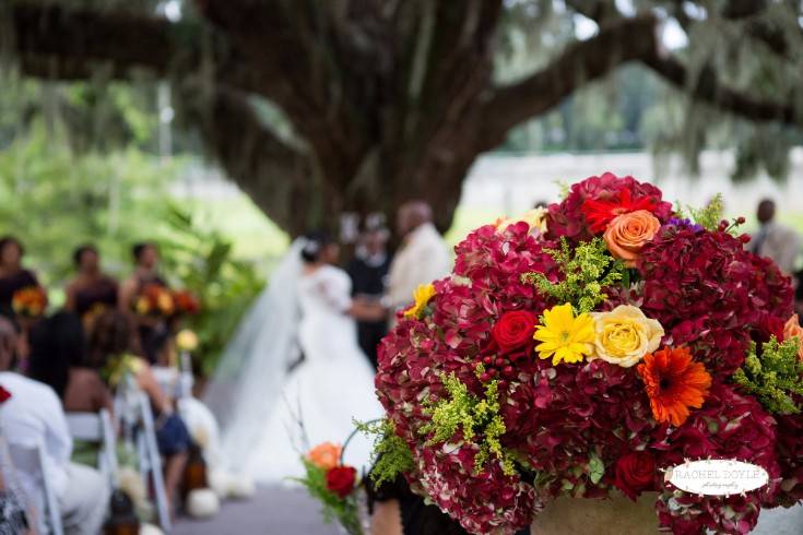 Floral arrangement at the ceremony