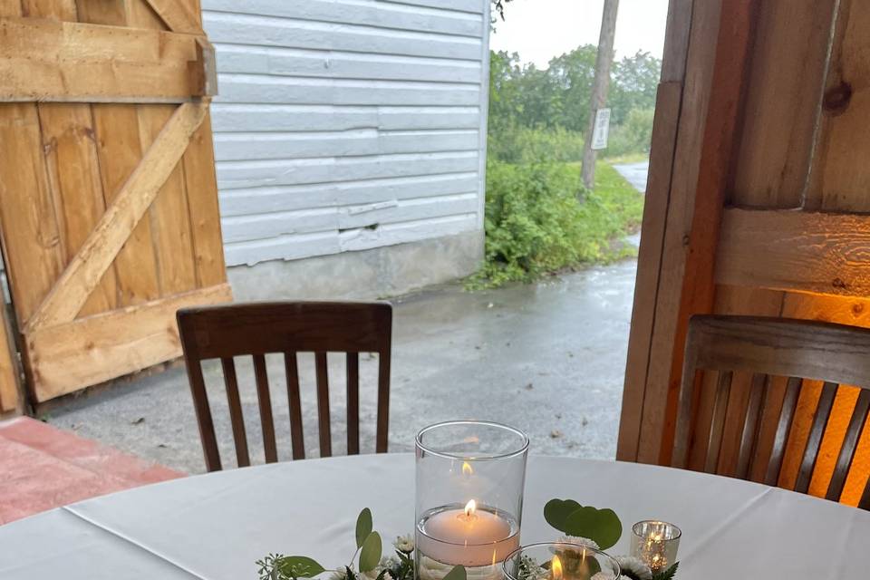 Candles with greenery