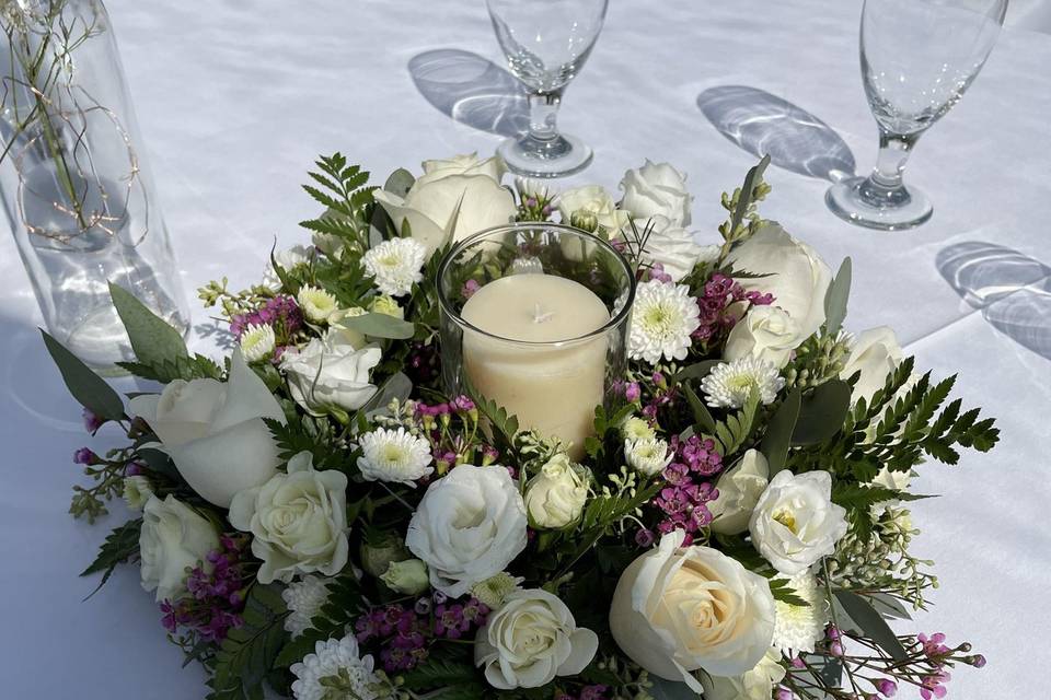 Candles with floral wreaths