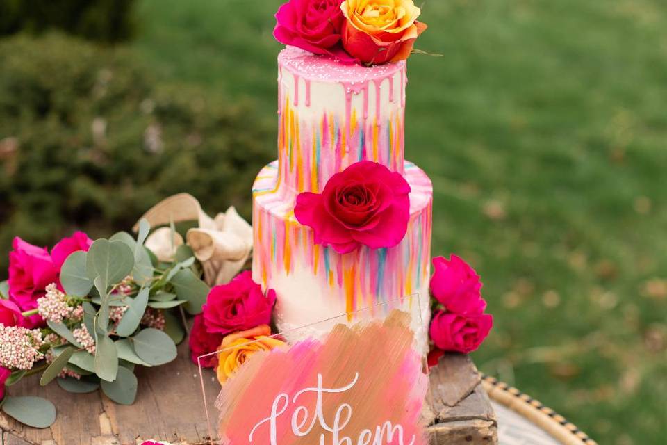 Color drenched cake