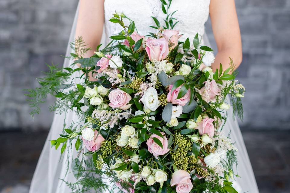 Greenery and soft pinks