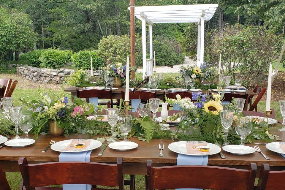 Farm tables on a farm