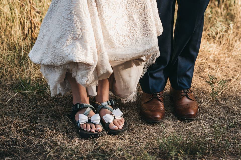 Bride and groom shoes