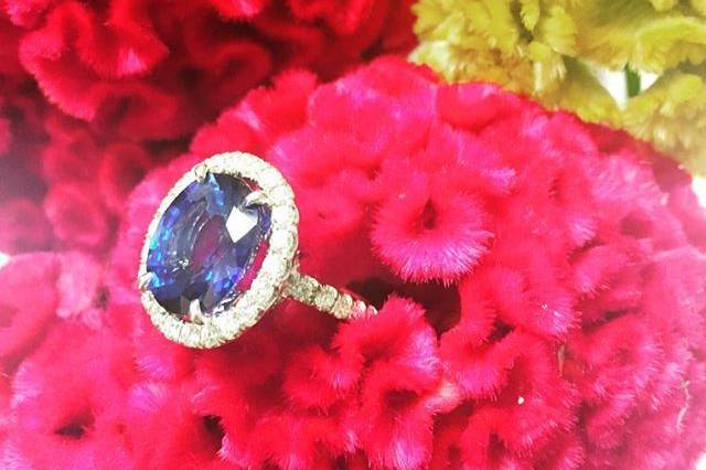 sapphire and diamond engagement ring bySecrète Fine Jewelry in Bethesda, MD and Washington, DC