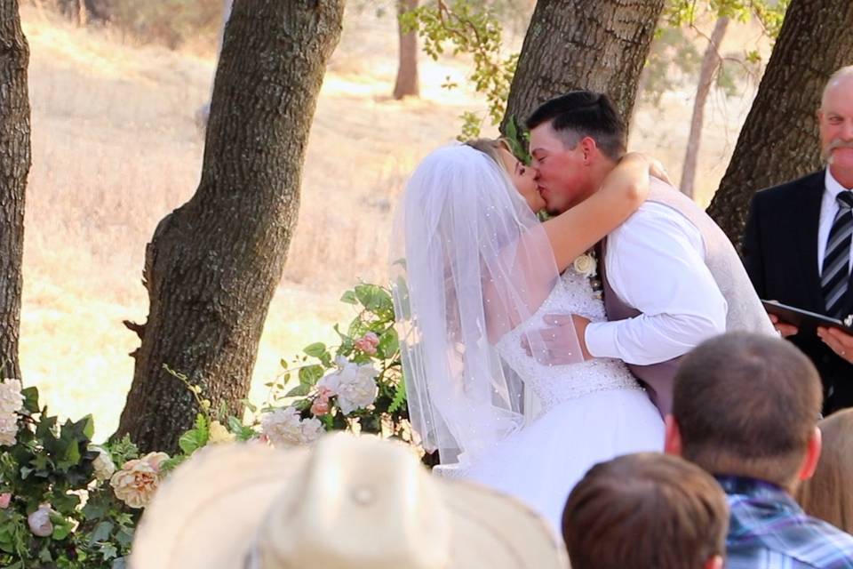 Newlyweds kiss