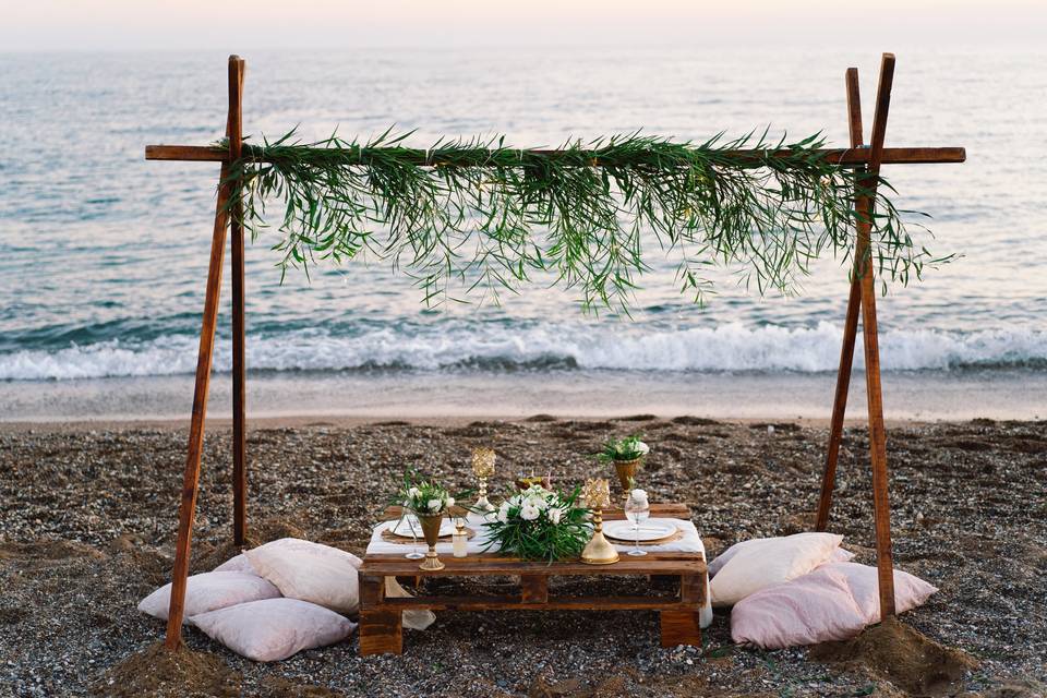 Beach wedding installation
